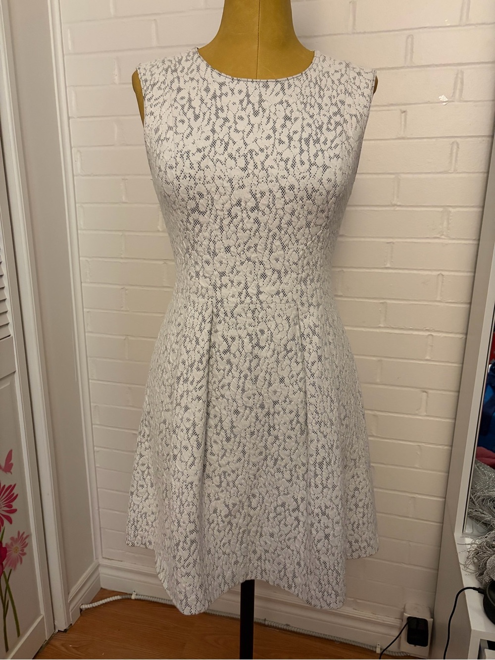 Dynamite White Textured Fit & Flare Dress